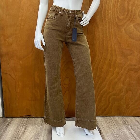 Forever 21 - Juniors Womens High Rise Flare Leg Brown Jean Size Small - Picture 2 of 11